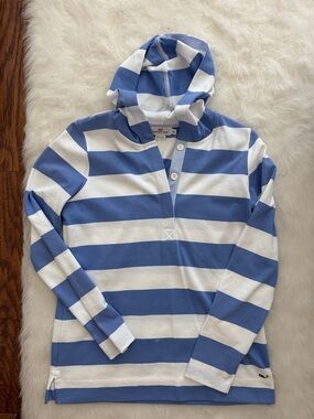 Vineyard Vines Blue & White Striped Hooded Pullover